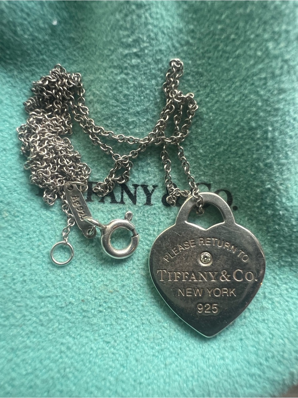 Tiffany & Co. Silver Heart Padlock Pendant Necklace with diamond -final price